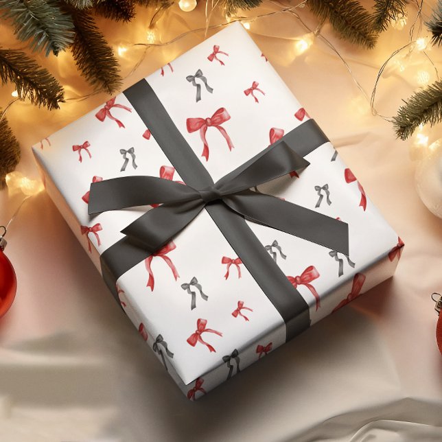 Red Bow Black Bow Holiday Christmas Wrapping paper (Creator Uploaded)