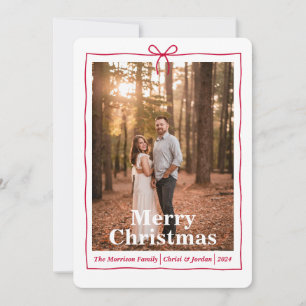 Red Bow Border Holiday Card