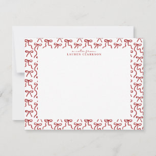 Red Bow Border Valentine's Day Note Card