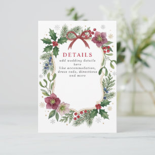 Red Bow Botanical Floral Winter Christmas Wedding Enclosure Card