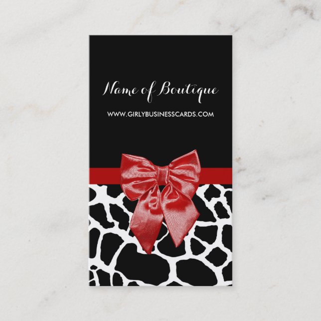 Red Bow Boutique Salon Business Card (Front)