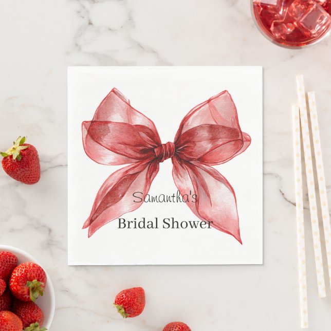 Red Bow Bridal Shower Napkin (Insitu)