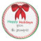Red Bow Candy Stripe Christmas Round Stickers