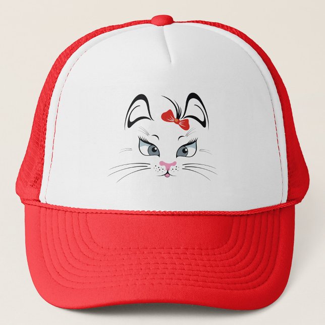 Red Bow Cat Trucker Hat (Creator Uploaded)