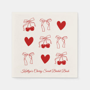 Red Bow Cherry Sweet Bridal Shower Napkins