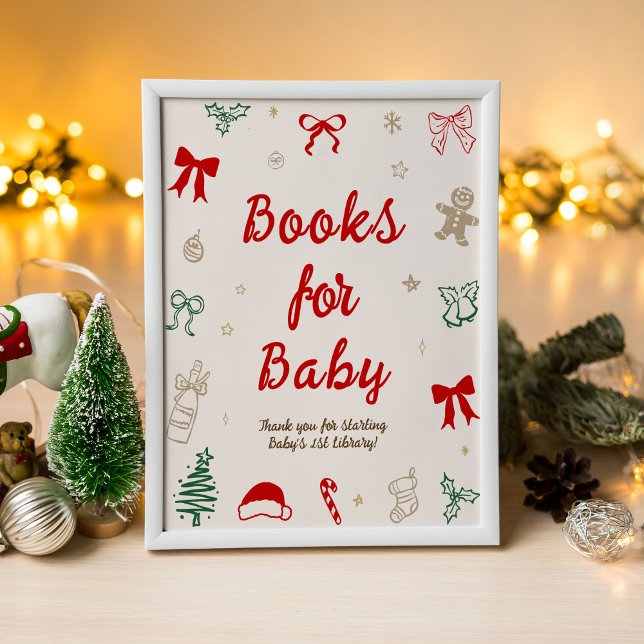 Red Bow Christmas Baby Shower Books for Baby Poster (Creator Uploaded)