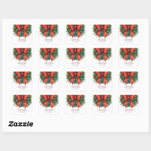 Red Bow Christmas Baby Shower Square Sticker