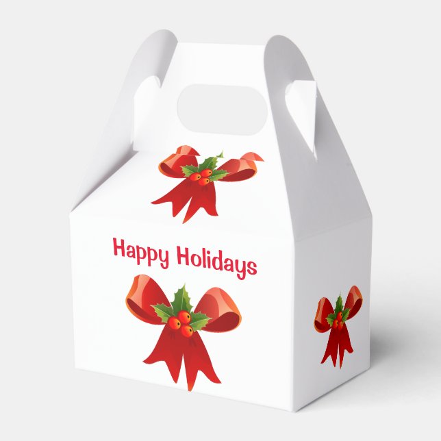 Red Bow Christmas Favour Box (Front Side)