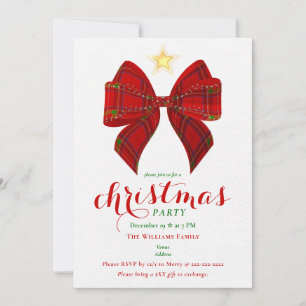 Red Bow Christmas Friendsmas Xmas Work Cocktail Invitation