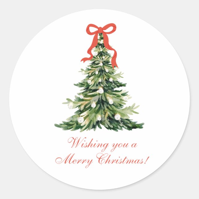 Red Bow Christmas Gift Sticker (Front)