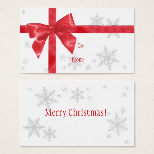 Red Bow Christmas Gift Tag (Front & Back)