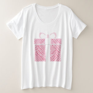 Red Bow Christmas Holidays Present Santa Claus Plus Size T-Shirt