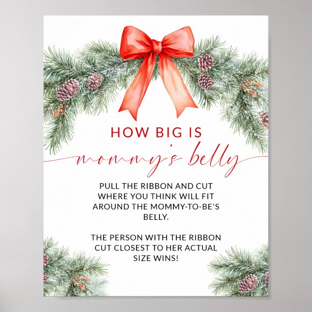 Red Bow Christmas How Big is Mummy's Belly Game Poster (Front)