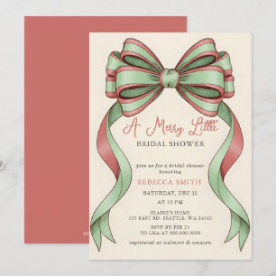 Red Bow Christmas Merry Little Bridal Shower Invitation