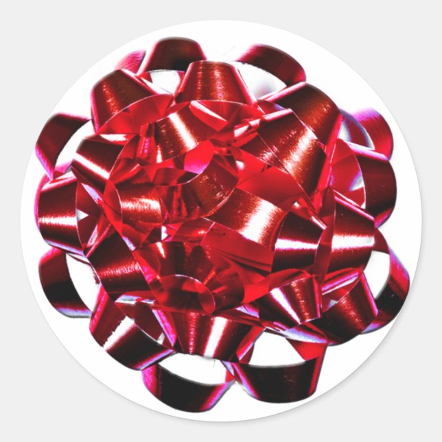 Red Bow Christmas Packaging Sticker (Front)