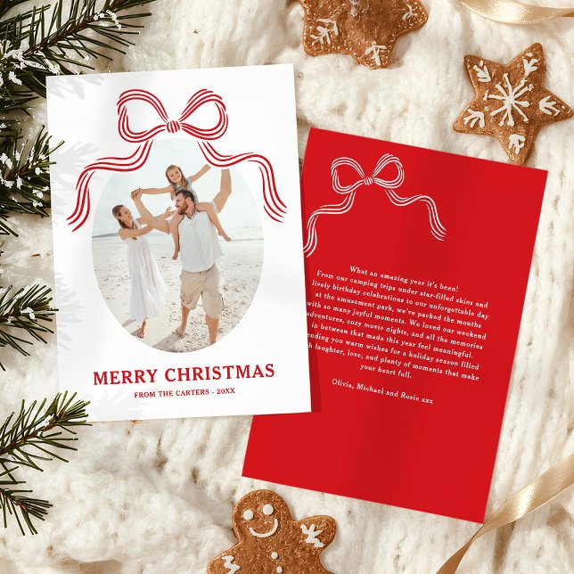 Red Bow Christmas Photo Holiday Card (Creator Uploaded)