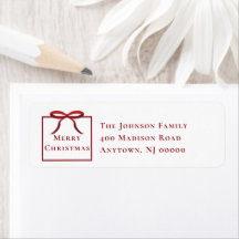 Red Bow Christmas Present Return Address