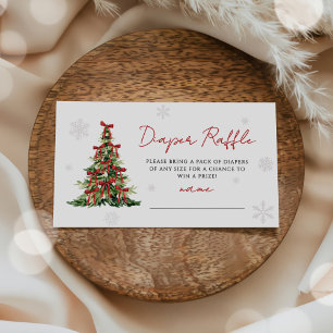 Red Bow Christmas Tree Diaper Raffle Baby Shower Enclosure Card