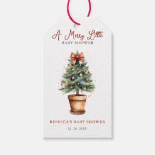 Red Bow Christmas Tree Merry Little Baby Shower Gift Tags