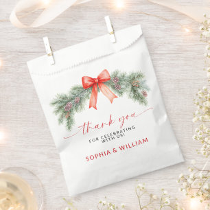 Red Bow Christmas Wedding Favour Bags
