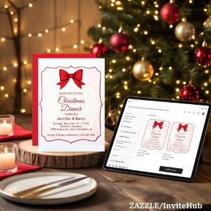 Red Bow Classic Traditional Christmas Invitation