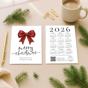 Red Bow Company logo 2026 Calendar Merry Christmas Holiday Card