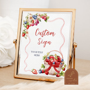 Red Bow Coquette Berry in Love Custom Party SIgn
