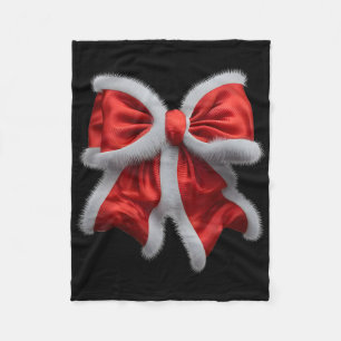 Red Bow Coquette For Christmas Santa Claus Xmas Bo Fleece Blanket