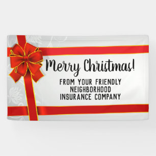 Red Bow Custom Merry Christmas Holiday Party Banner