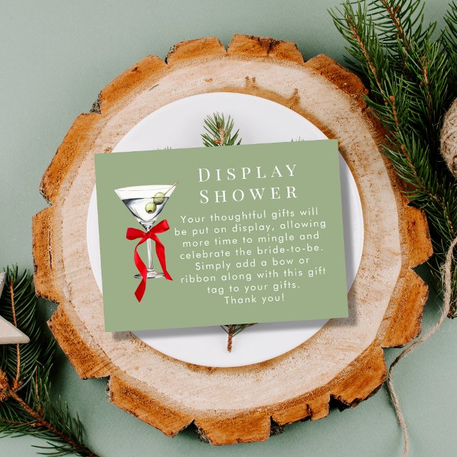 Red Bow Dirty Martini Themed Display Bridal Shower Enclosure Card (Creator Uploaded)