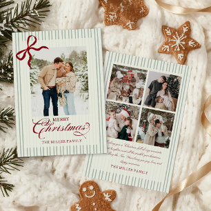 Red Bow Family Photo Christmas Holiday Card