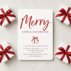 Red Bow Favourite Things Holiday Gift Exchange Inv Invitation