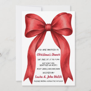 Red Bow Festive Christmas Holiday Party Invitation