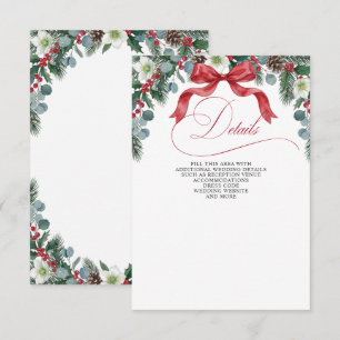 Red Bow Floral Winter Christmas Wedding Enclosure Card