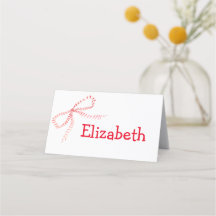 Red Bow Folded Place Card