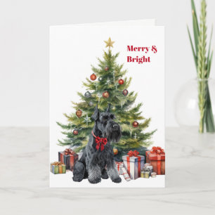 Red Bow Giant Schnauzer Christmas Tree Card
