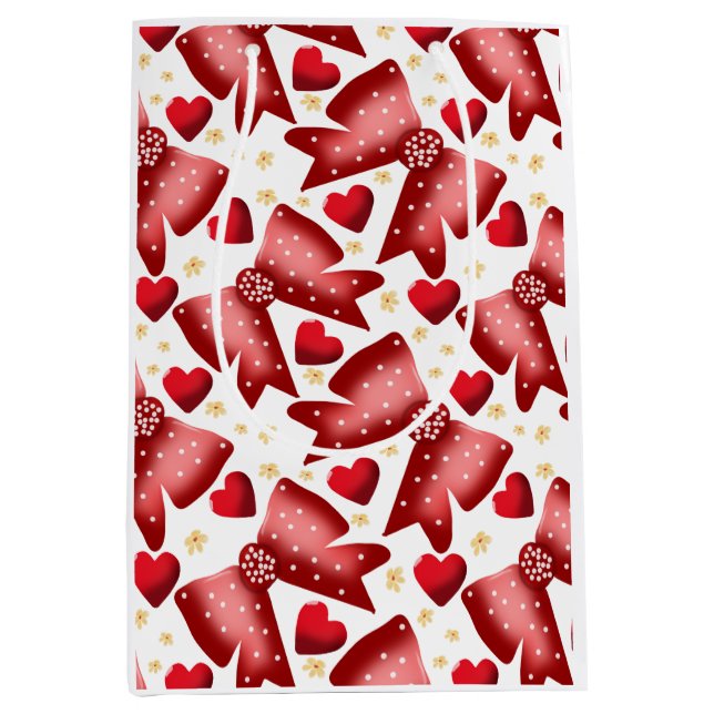 Red  Bow Heart Seamless Pattern Cute  Medium Gift Bag (Front)