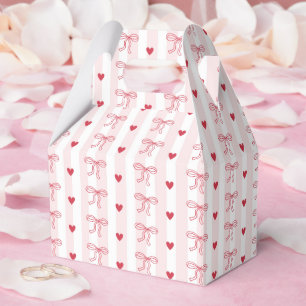 Red Bow Hearts Valentines Baby Shower Favour Box