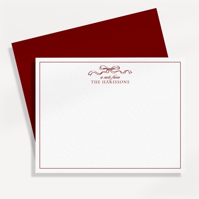 Red Bow Holiday Border Note Card (Creator Uploaded)