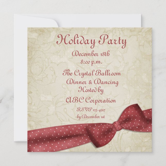 Red Bow Holiday Invitation (Front)