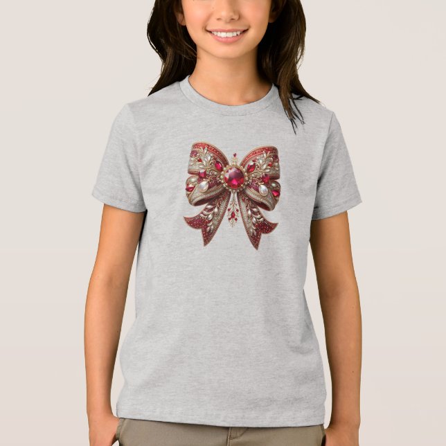 Red Bow Holiday T-Shirt Tri-Blend Shirt (Front)