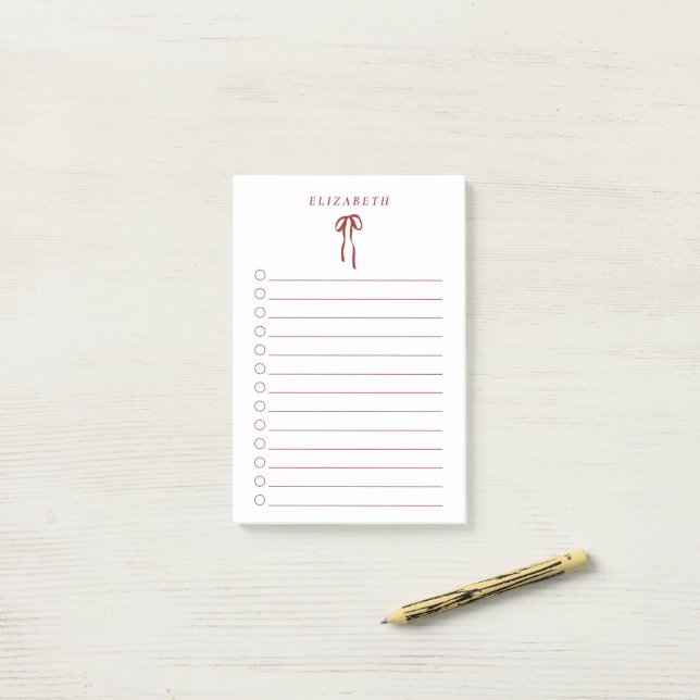 Red Bow Holiday To-Do List Mini Notepad  (On Desk)