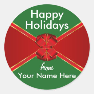 Red Bow Holidays Personalised Classic Round Sticker