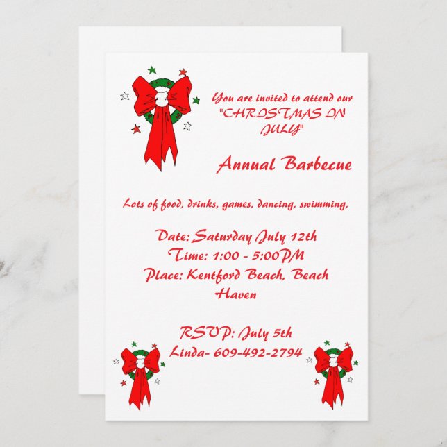 Red Bow -Invitation Invitation (Front/Back)