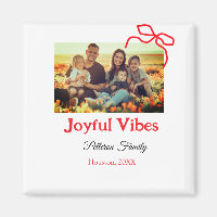 Red bow joyful Vibes add family name photo christm