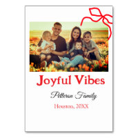 Red bow joyful Vibes add family name photo christm
