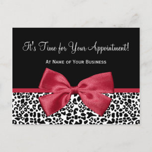 Red Bow Leopard Appointment Postcard
