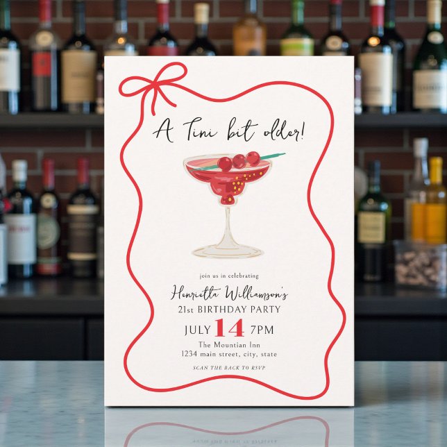 Red Bow Martini Cocktail Birthday Party Invitation (Creator Uploaded)