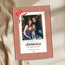 Red Bow Merry Christmas Holiday Photo Card