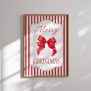 Red Bow Merry Christmas Holiday Poster